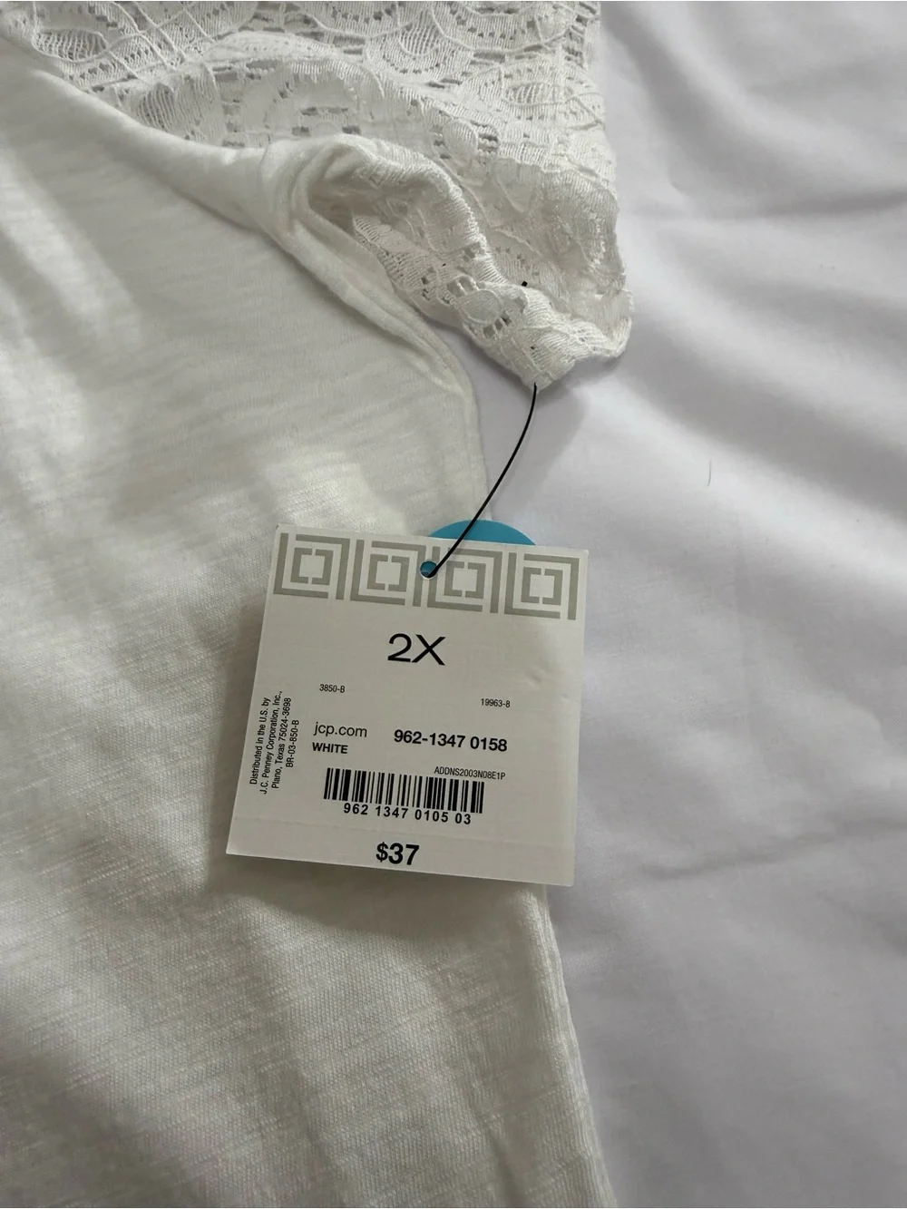 LIZ CLAIBORNE Women's 50% Cotton Tunic Top Short Sleeve Solid White 2X  NWT!